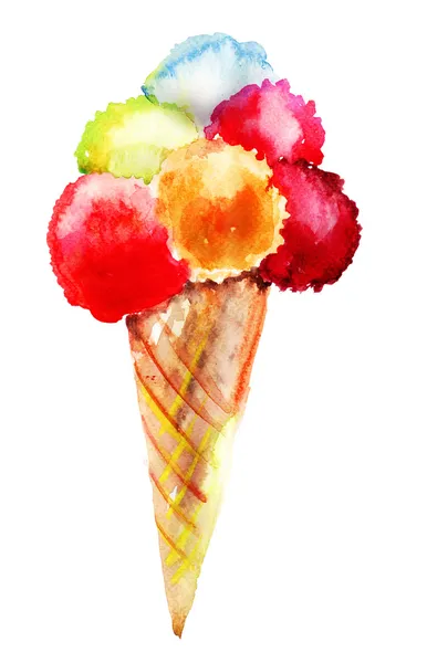 Different flavor ice creams with cone — Stock Photo, Image