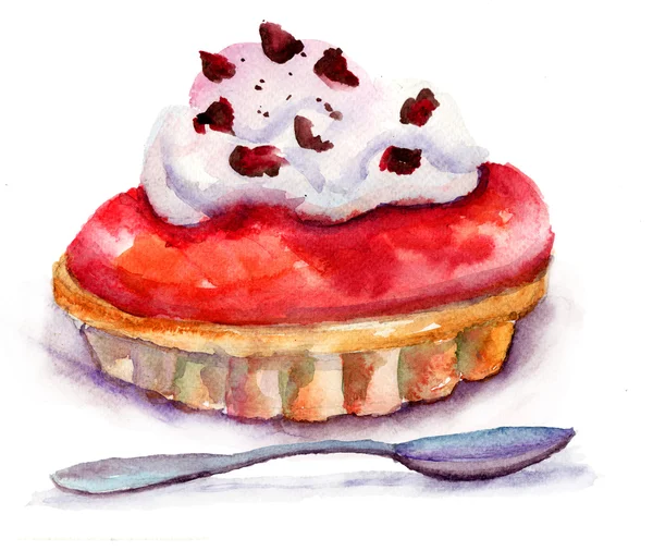 Aquarell-Illustration von Kuchen — Stockfoto