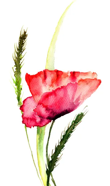 Stylized Poppy flowers — Stock Photo, Image