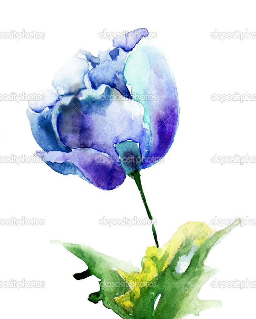 Stylized blue Tulip flowers