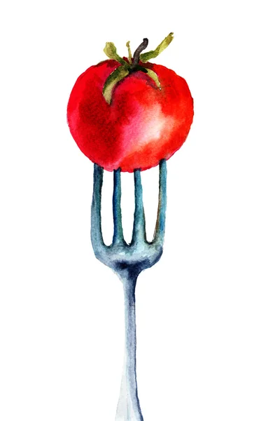 叉子上的西红柿 — 图库照片