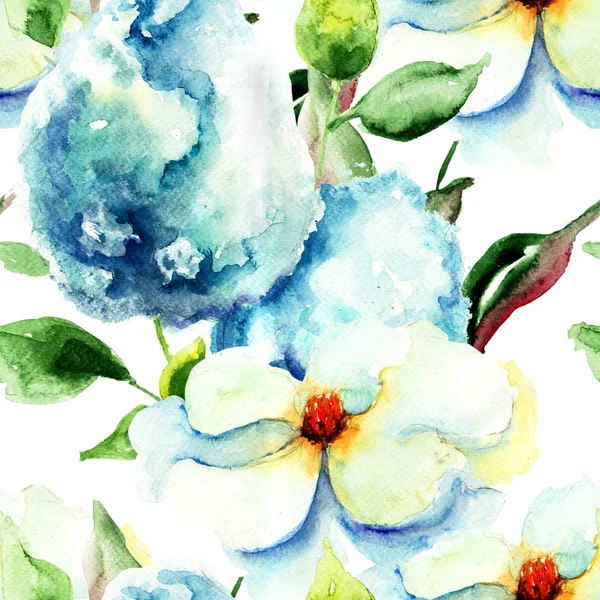 Naadloze patroon met prachtige zomerbloemen — Stockfoto
