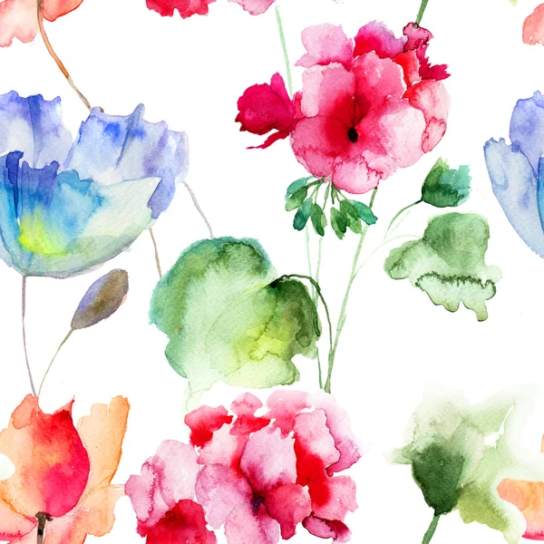夏の花とのシームレスな壁紙 — ストック写真
