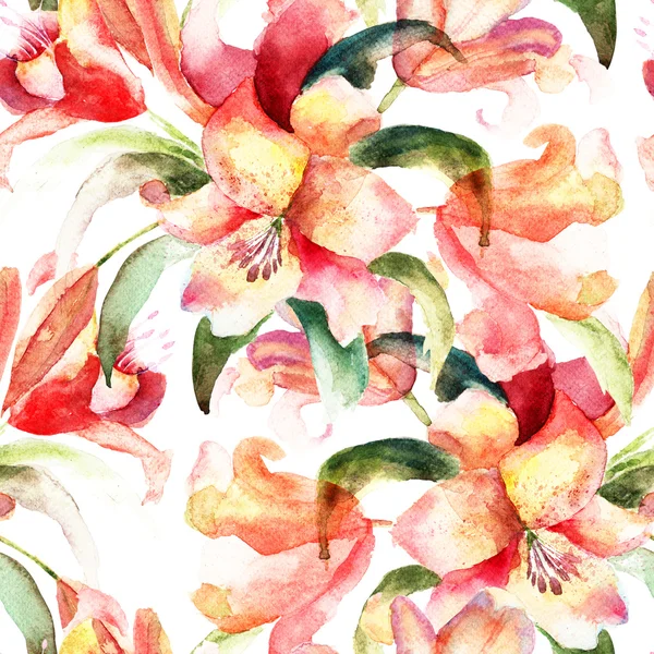 Бесшовный узор с цветами Лили — стоковое фото
