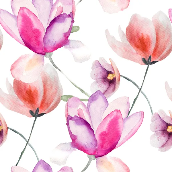 カラフルなピンクの花、水彩イラスト — ストック写真