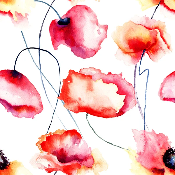 Kolorowe kwiaty maku, wzór — Zdjęcie stockowe
