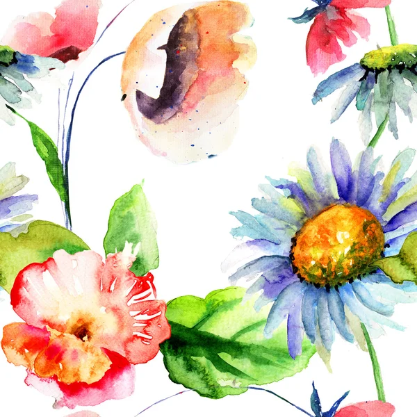 Bezešvé vzory s dekorativními květinami — Stock fotografie