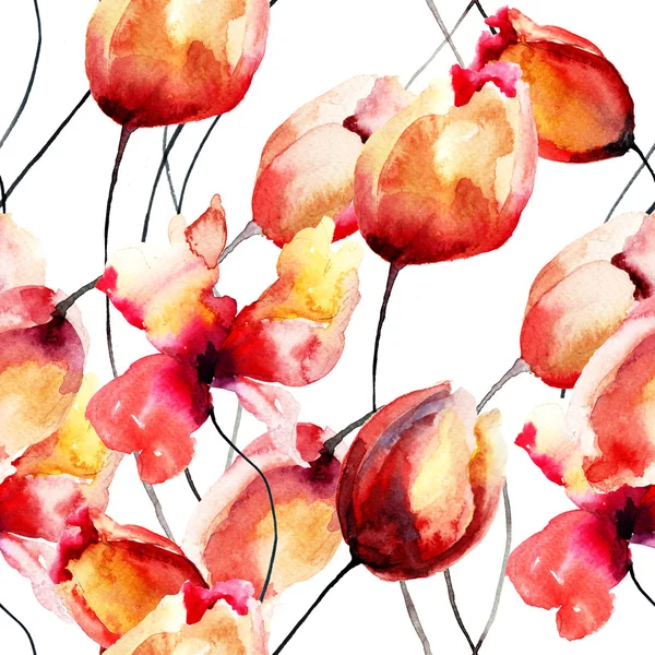 Bezešvé vzor s tulipány barevné květy — Stock fotografie