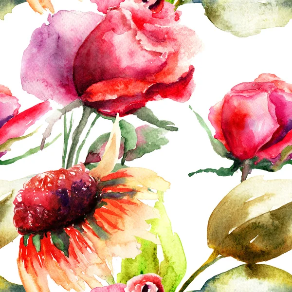 Varrat nélküli mintát dekoratív Rózsa virágok — Stock Fotó