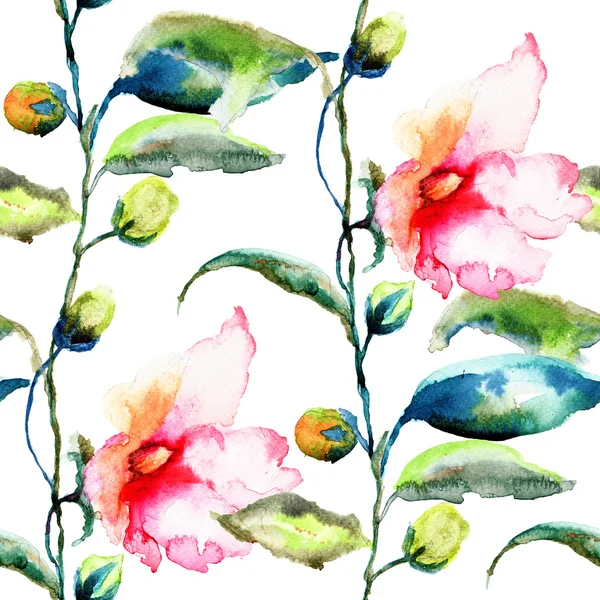 Seamless mönster med ipomea blommor illustration — Stockfoto