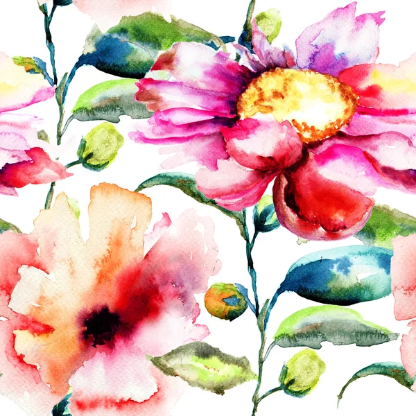 Naadloze patroon met ipomea bloemen illustratie — Stockfoto