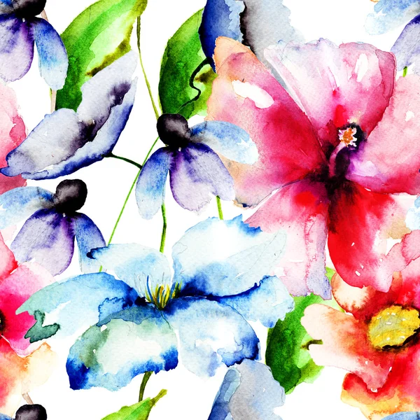 Lindas flores, pintura aquarela — Fotografia de Stock