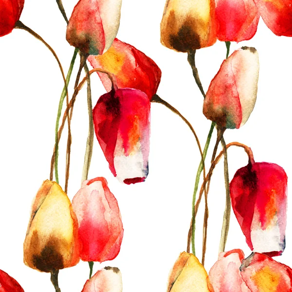 Naadloze patroon met tulpen bloemen — Stockfoto