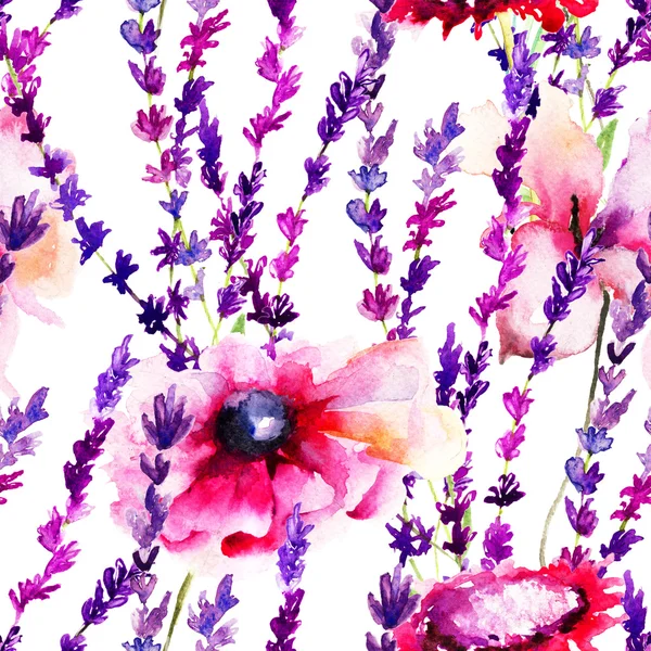 Бесшовный узор с дикими цветами — стоковое фото