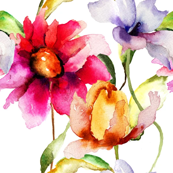 Nahtlose Tapeten mit Sommerblumen — Stockfoto