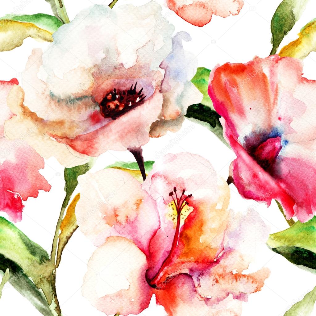 ユリの花でシームレスな壁紙 ストック写真 C Jershova