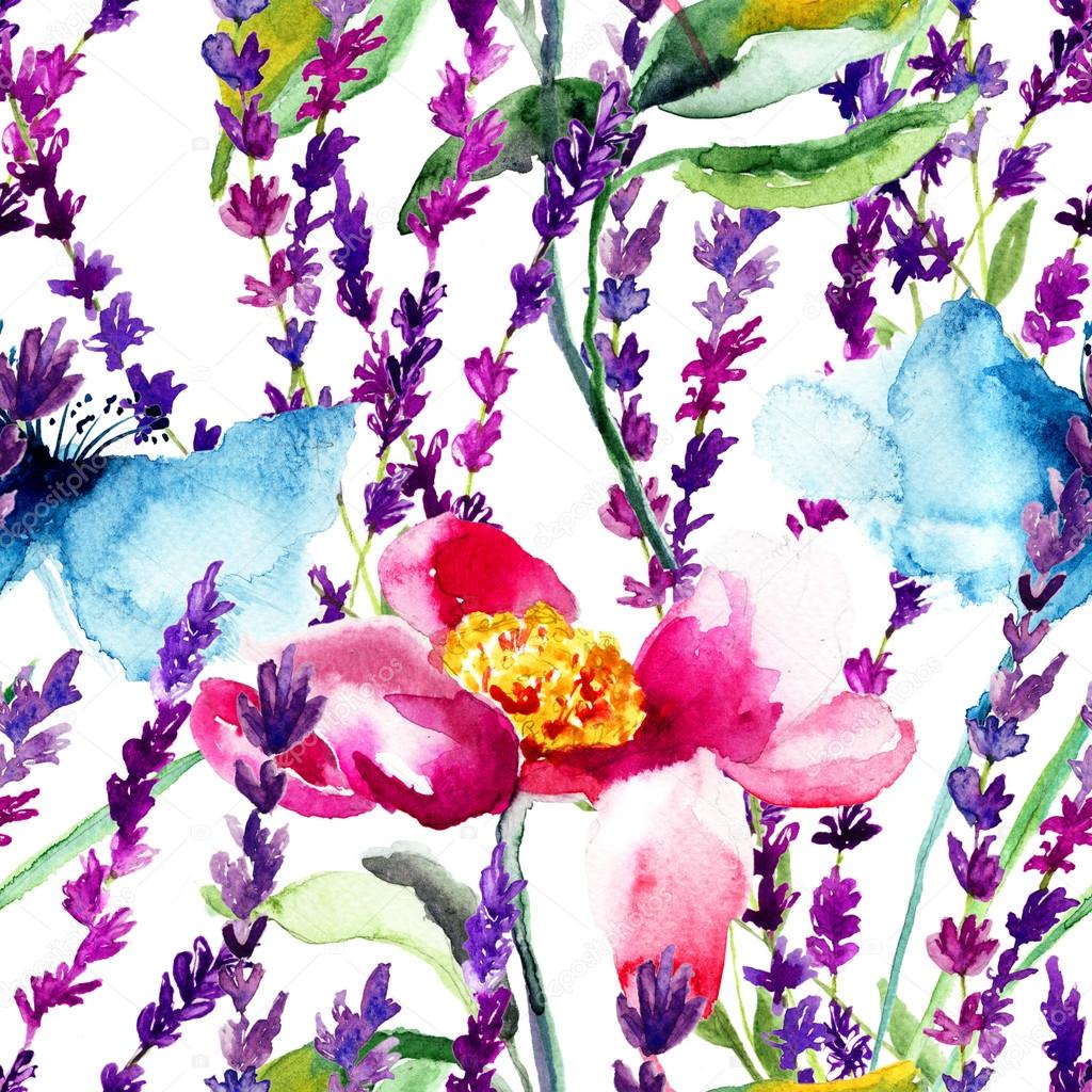 Seamless pattern with wild flowers