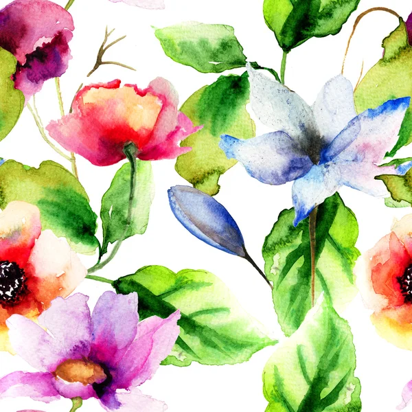 Original Aquarell-Illustration mit Blumen — Stockfoto