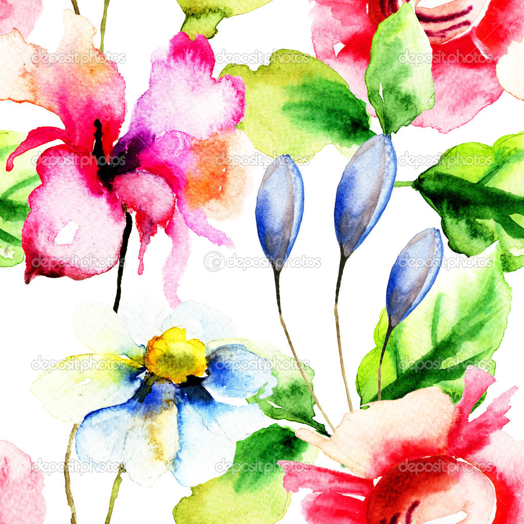 夏の花とのシームレスな壁紙 ストック写真 Jershova 38290263