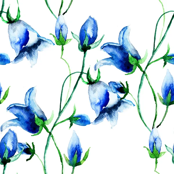 Seamless wallpaper with Bell flowers — Stock Photo, Image