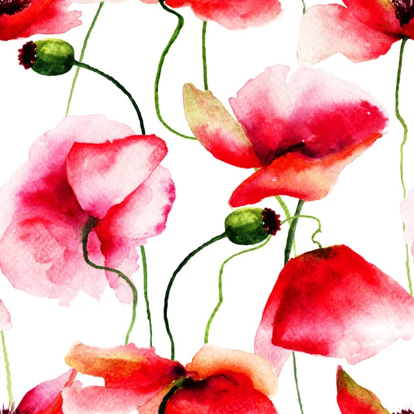 Ilustração de flores Poppy estilizado — Fotografia de Stock