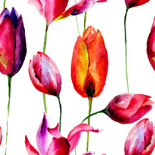 Acuarela ilustración de flores de tulipanes — Foto de Stock