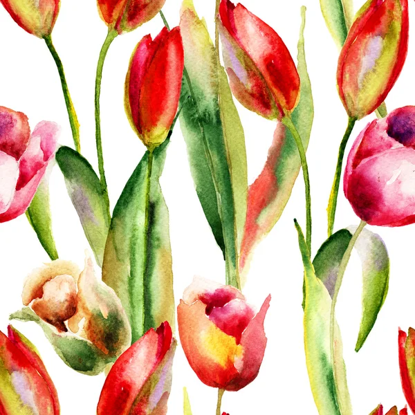 Fondo de pantalla sin costuras con flores Tulipanes originales — Foto de Stock