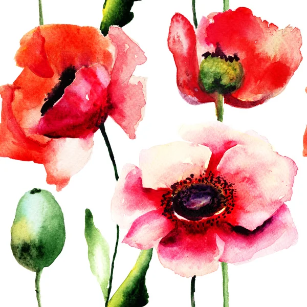 Stylized Poppy flowers illustration — Stock Photo, Image