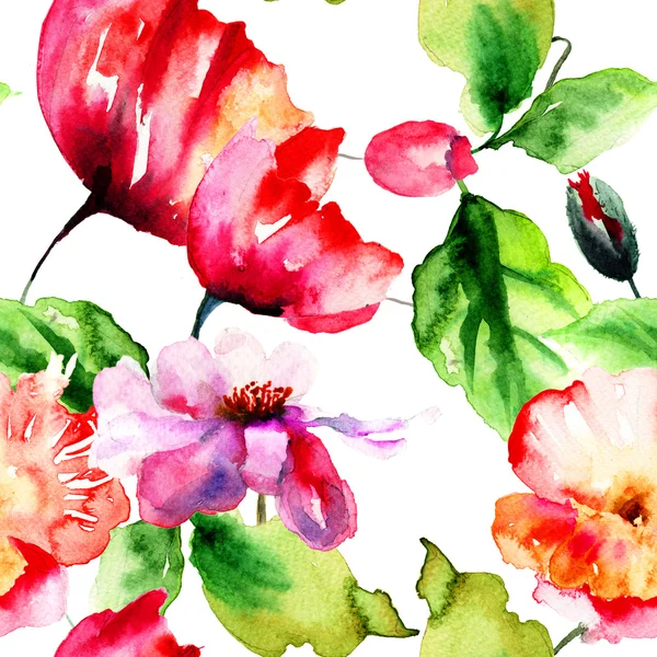 Nahtloses Muster mit Sommerblumen — Stockfoto