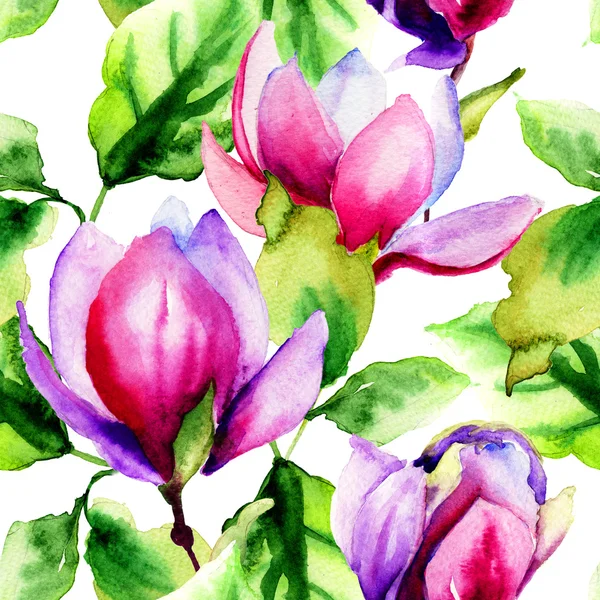 Płynny wzór z kwiatami magnolii — Zdjęcie stockowe