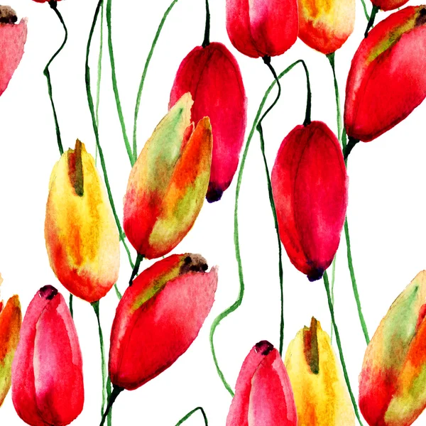 Акварельная иллюстрация цветов тюльпанов — стоковое фото