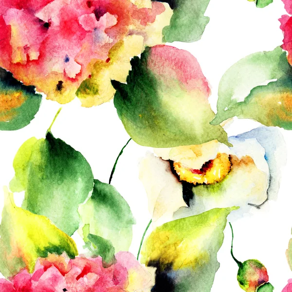 アジサイの花とのシームレスなパターン — ストック写真