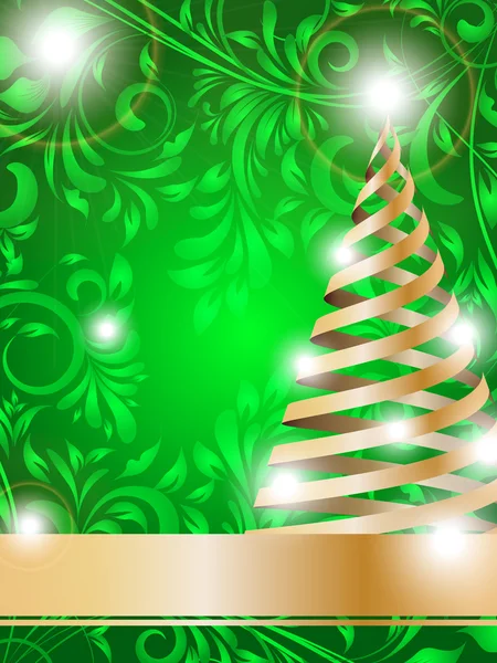 Árbol de Navidad estilizado sobre fondo floral decorativo — Vector de stock