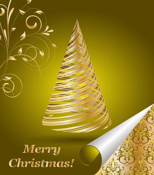 Stylized vector gold Christmas tree — Stock Vector