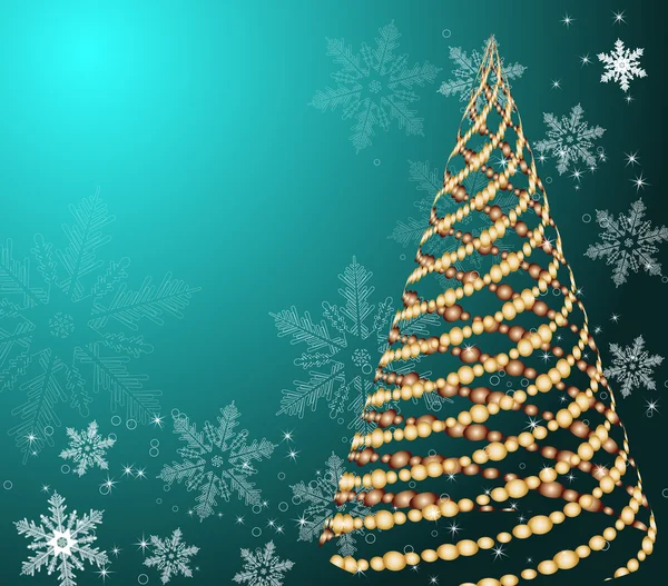 Gestileerde vector goud kerstboom op decoratieve achtergrond — Stockvector