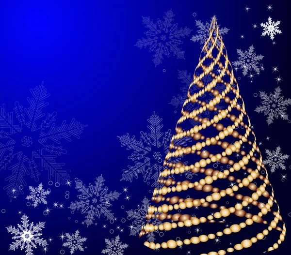 Arbre de Noël en or vectoriel stylisé sur fond décoratif — Image vectorielle