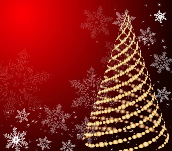 Vector estilizado árbol de Navidad de oro sobre fondo decorativo — Vector de stock