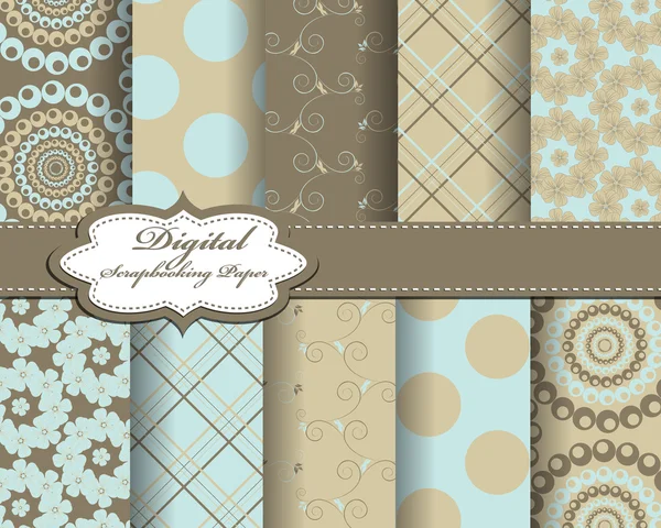 Set van bloem vector papier voor scrapbook — Stockvector