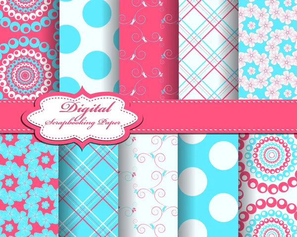 Set van bloem vector papier voor scrapbook — Stockvector