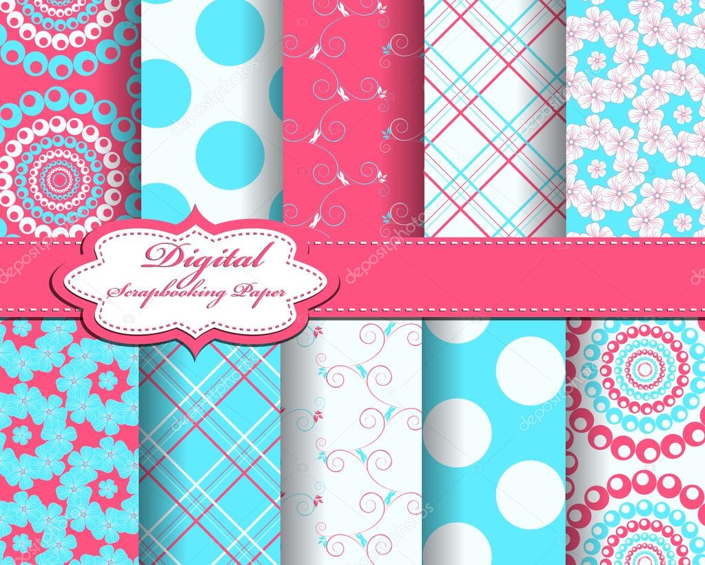 Set of flower vector paper for scrapbook