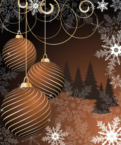 Stylized vector Christmas ball on winter decorative background — Stock Vector
