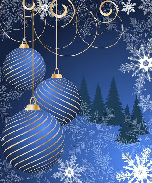 冬の装飾的な背景に様式化されたベクトルクリスマスボール — ストックベクタ
