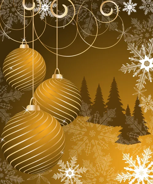 Stylized vector Christmas ball on winter decorative background — Stock Vector
