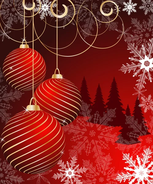 Stiliserad vektor jul boll på vintern dekorativ bakgrund — Stock vektor