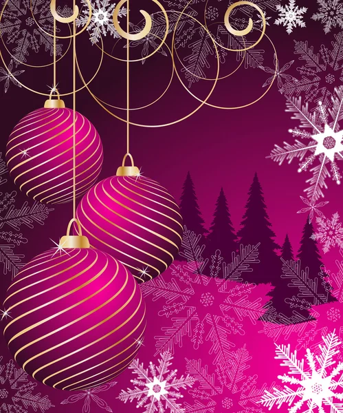 Stylized vector Christmas ball on winter decorative background — Stock Vector