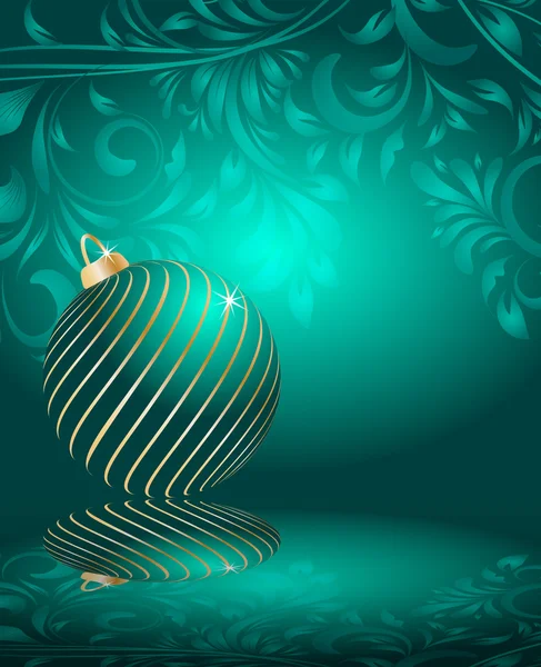 Pelotas de Navidad estilizadas sobre fondo floral decorativo — Vector de stock