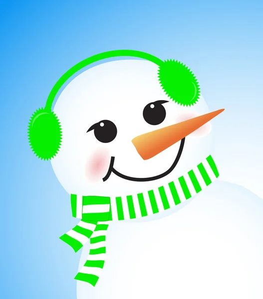 Vector cute winter snowman on blue background — Stock Vector