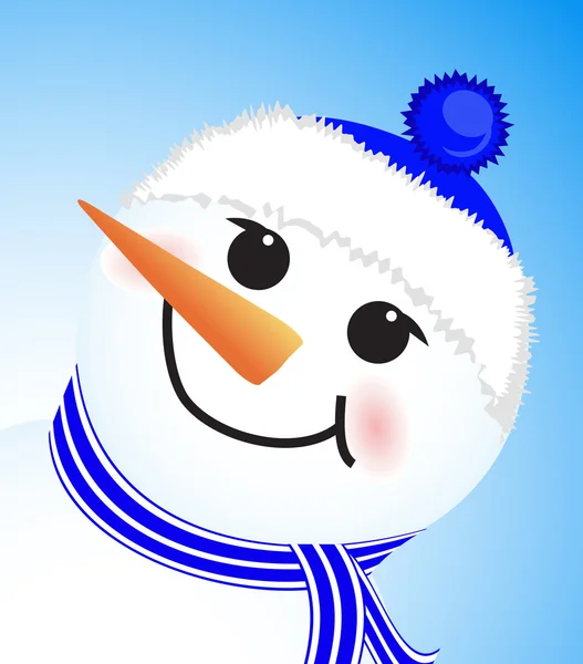 Vektor niedlich Winter Schneemann auf blauem Hintergrund — Stockvektor