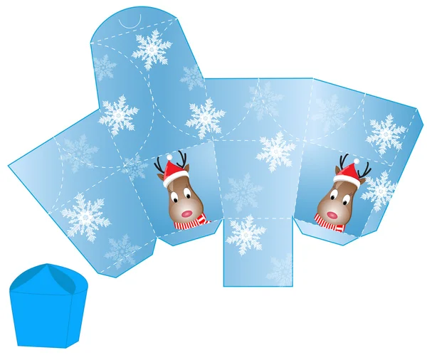 Stylized Christmas box with Santa Deer blank template — Stock Photo, Image