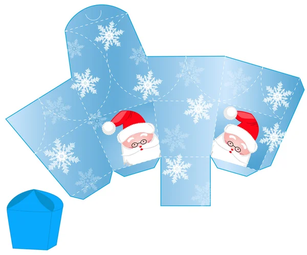 Scatola di Natale stilizzata con modello vuoto di Babbo Natale — Vettoriale Stock